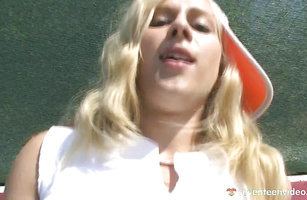 Ravishing teen blonde Angel L is always in the mood to suck a meat bazooka and get a facial cumshot